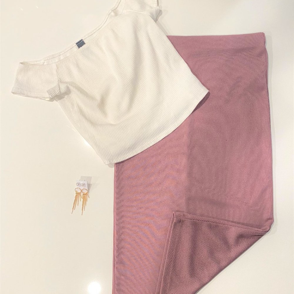 White Crop Top & 2 Skirts